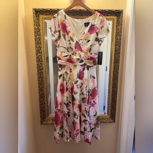 Floral Pink and Green Women's Dress